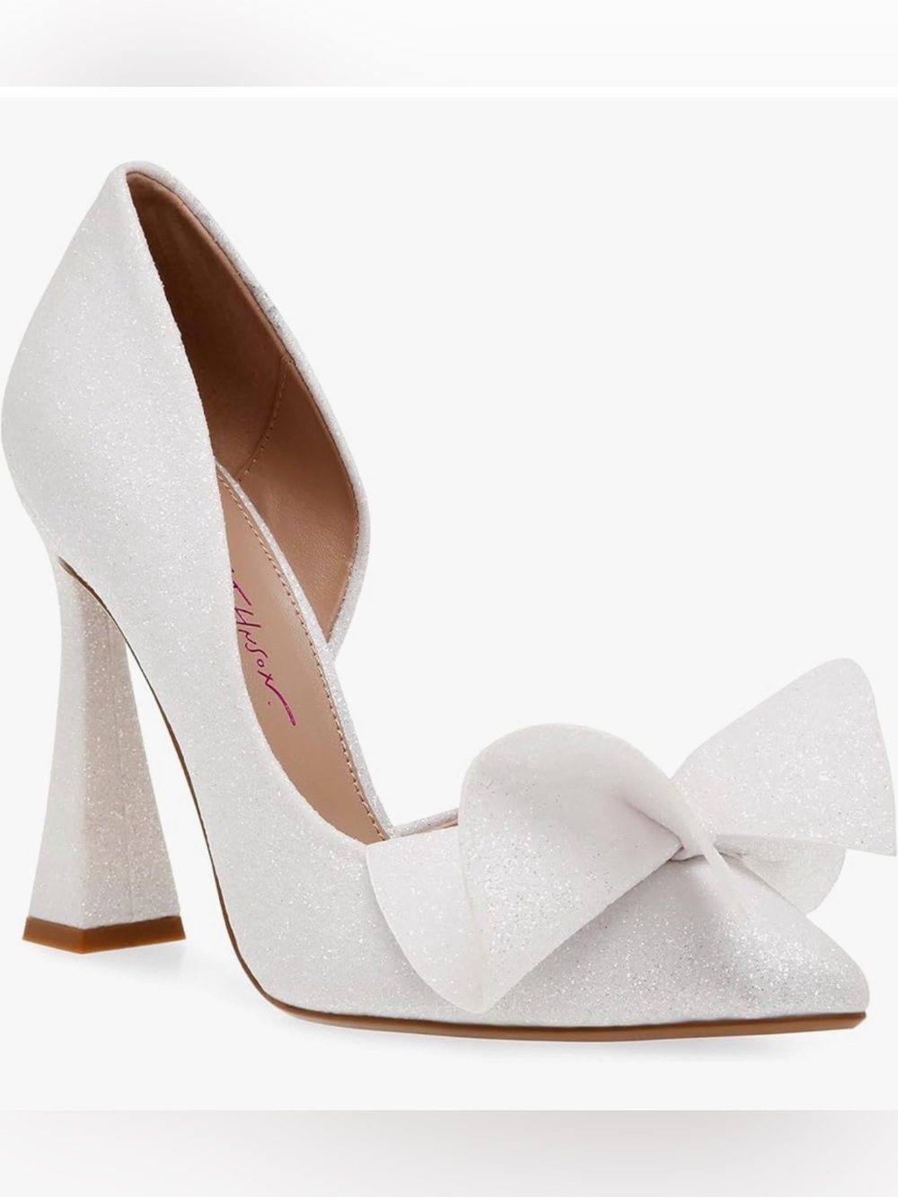 Betsey Johnson White/Ivory Glitter Bow D'Orsay Pumps